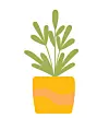 Illustration grön planta i gul kruka.