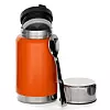 Orange mattermos huskvarna med mugg och vikbar sked.