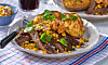 Bakad potatis med majssalsa och flapsteak