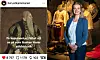 Kvinna på museum framför historiska dräkter bredvid Livrustkammarens Instagram-inlägg.