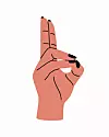 Illustration av hand som visar prana mudra.