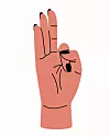 Illustration av hand som visar vayu mudra.