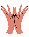Illustration av händer som visar padma mudra.