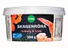 Förpackning med Coop skagenröra, 350 g, på vit bakgrund.
