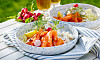 Gravad lax med dillstuvad potatis och picklad fänkål