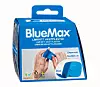 Blå förpackning med Blue Max limfritt akutplåster och bild på ett finger som lindas.