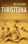 Gultonat bokomslag med titeln Turisterna och en strand med människor som sitter och solar.
