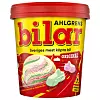 Ahlgrens bilar-glass i en röd och gul plastburk mot vit bakgrund.