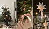 Julgran, julgranspynt och julgransstjärna i tyg.