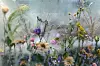 blommor och växter infrysta i ett isblock på icehotel