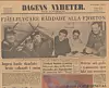 En gulnad tidningssida med rubriker och flera svartvita bilder om fjällflygaren och räddningsflyg.
