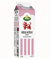 En kartongförpackning för Arla Rosa Mjölk i rosa och vitt mot vit bakgrund.
