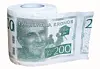 En rulle toalettpapper med tryck som liknar en svensk 200-lapp.