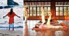 Res till Indien och kombinera badsemestern med välgörande yoga, som ofta utförs direkt på stranden. SwaSwara resort, till höger, kostar en hel del men är ändå prisvärt och en dröm för yogaintresserade. Foto: Anders Pihl.